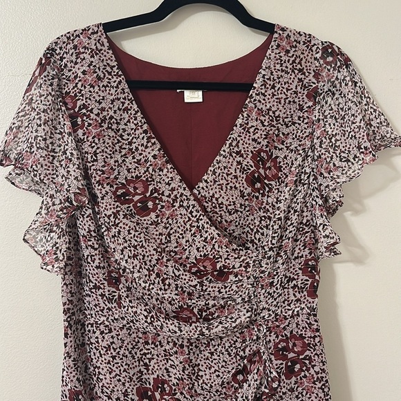 Shoshanna Womens Elnora Short Sleeve Midi Dress Boysenberry Floral Sz 12 Elegant - Picture 8 of 16